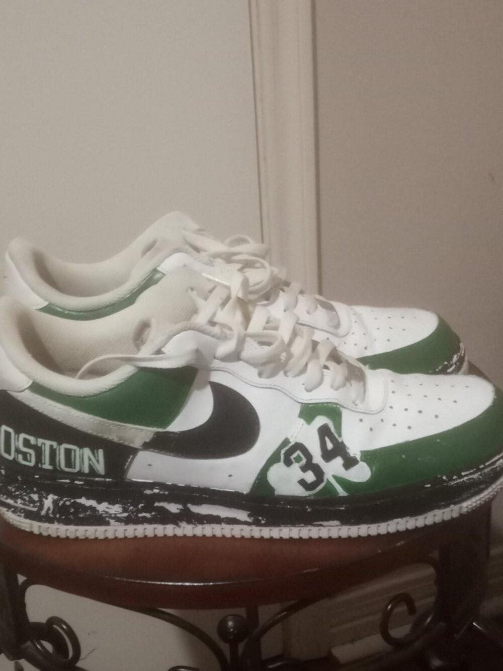 Mens Nike Air Force 1 Custom Shoes Boston Celtics Paul Pierce Size 11 315122 111 - Picture 1 of 14
